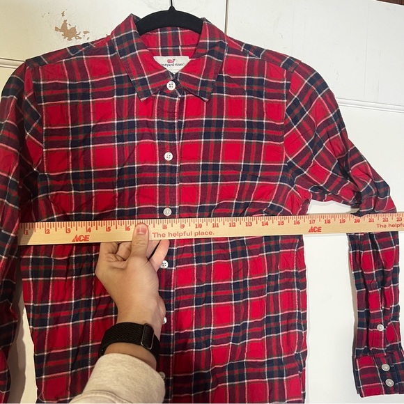 Vineyard Vines Women's Plaid Tartan Button Down Shirt Red Blue White Size 2 - Picture 6 of 9